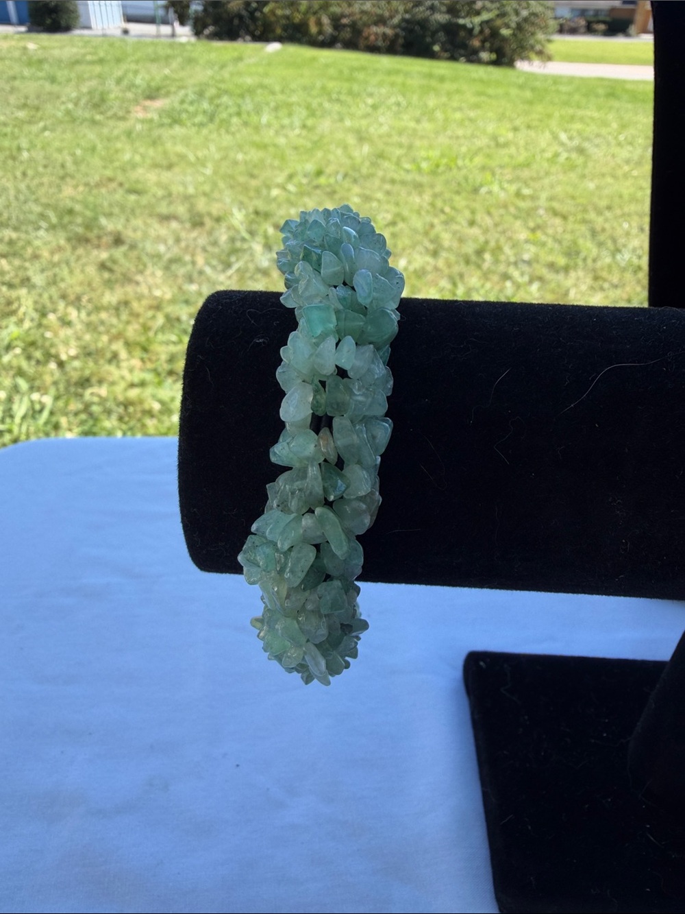 Mint Green Crystal Chip Stretch Bracelet